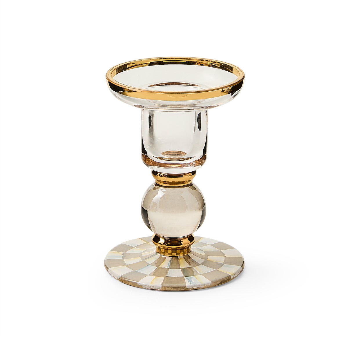 Sterling Check Small Glass Candlestick