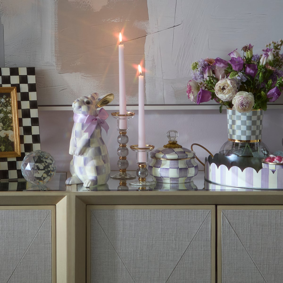 Sterling Check Small Glass Candlestick - Image 4
