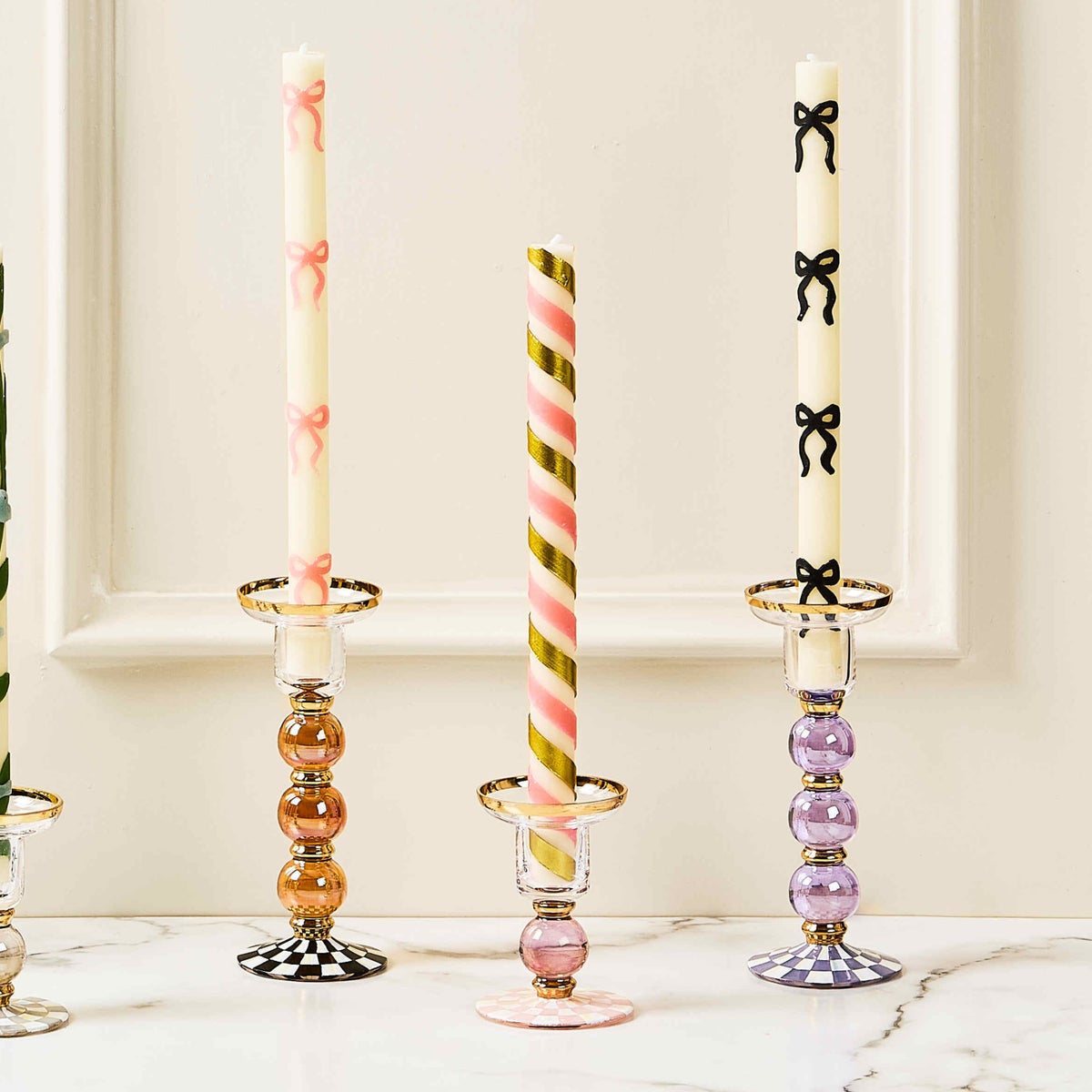 Courtly Check Large Glass Candlestick - Image 4