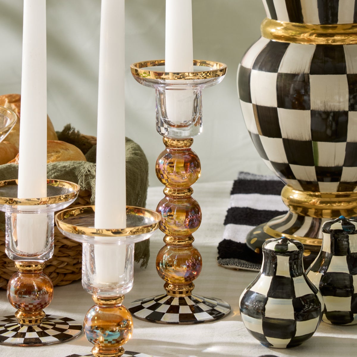Courtly Check Large Glass Candlestick - Image 5