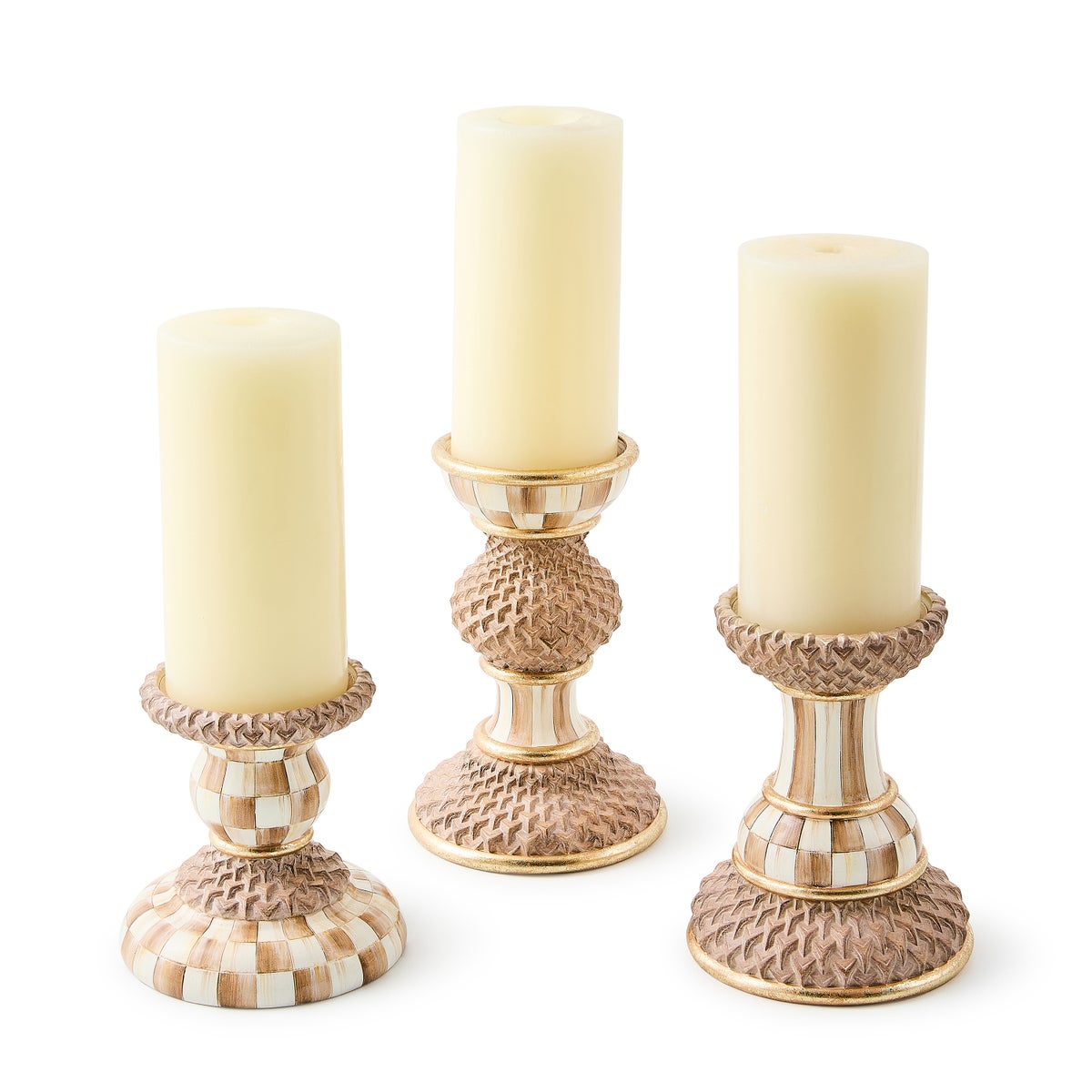 Mocha Pillar Candle Holders, Set of 3 - Image 3