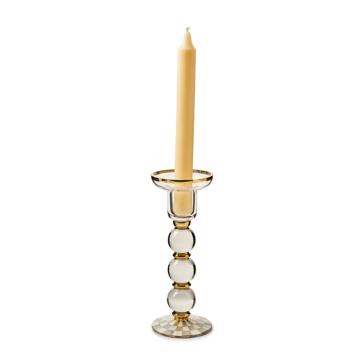 Sterling Check Large Glass Candlestick - Image 3