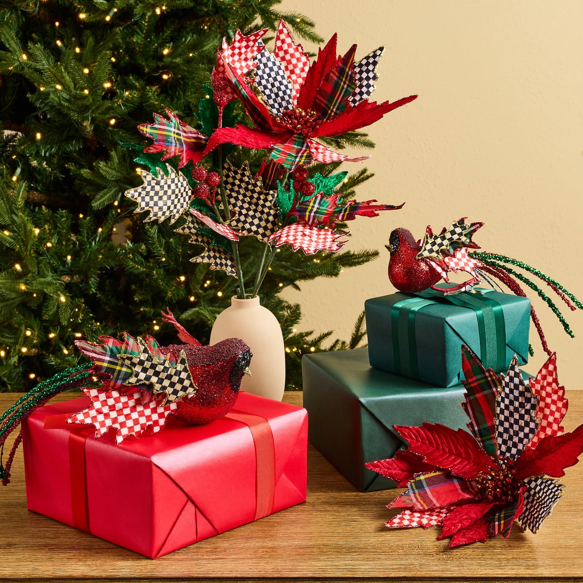 Timeless Tartan Poinsettia Clip - Image 2