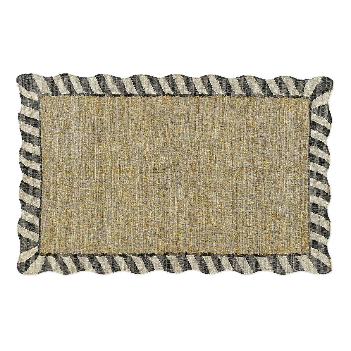 Jute Scalloped Black and White 5' x 8' Rug