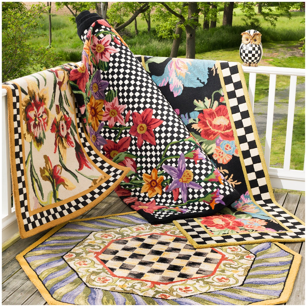 Courtly Check Purple & Green 5' Octagon Rug - Image 4
