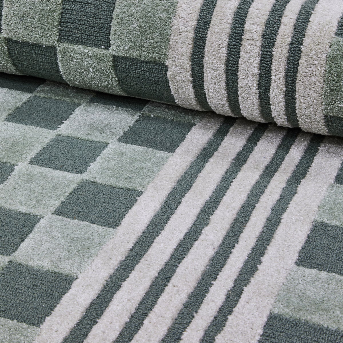 Sage Green Tonal Check 2'3" x 3'9" Rug - Image 2