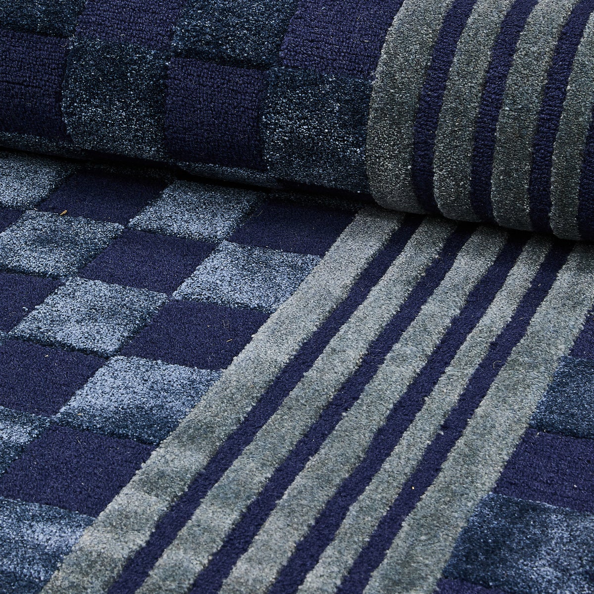 Indigo Blue Tonal Check 3' x 5' Rug - Image 2