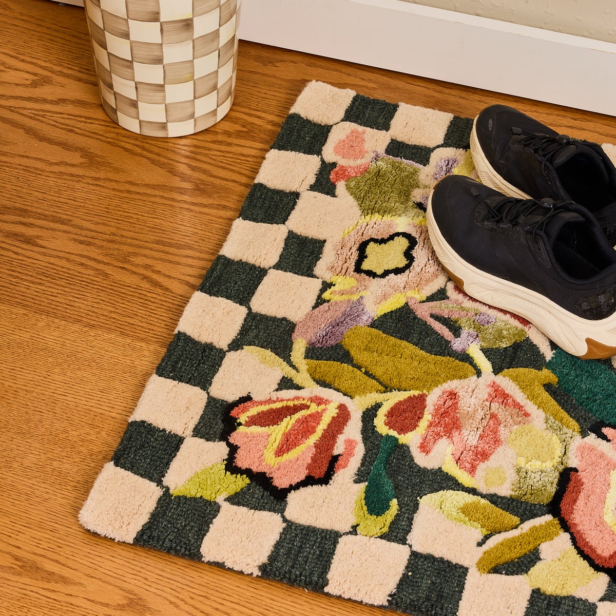 Ranunculus and Checks 3' x 5' Rug - Image 2