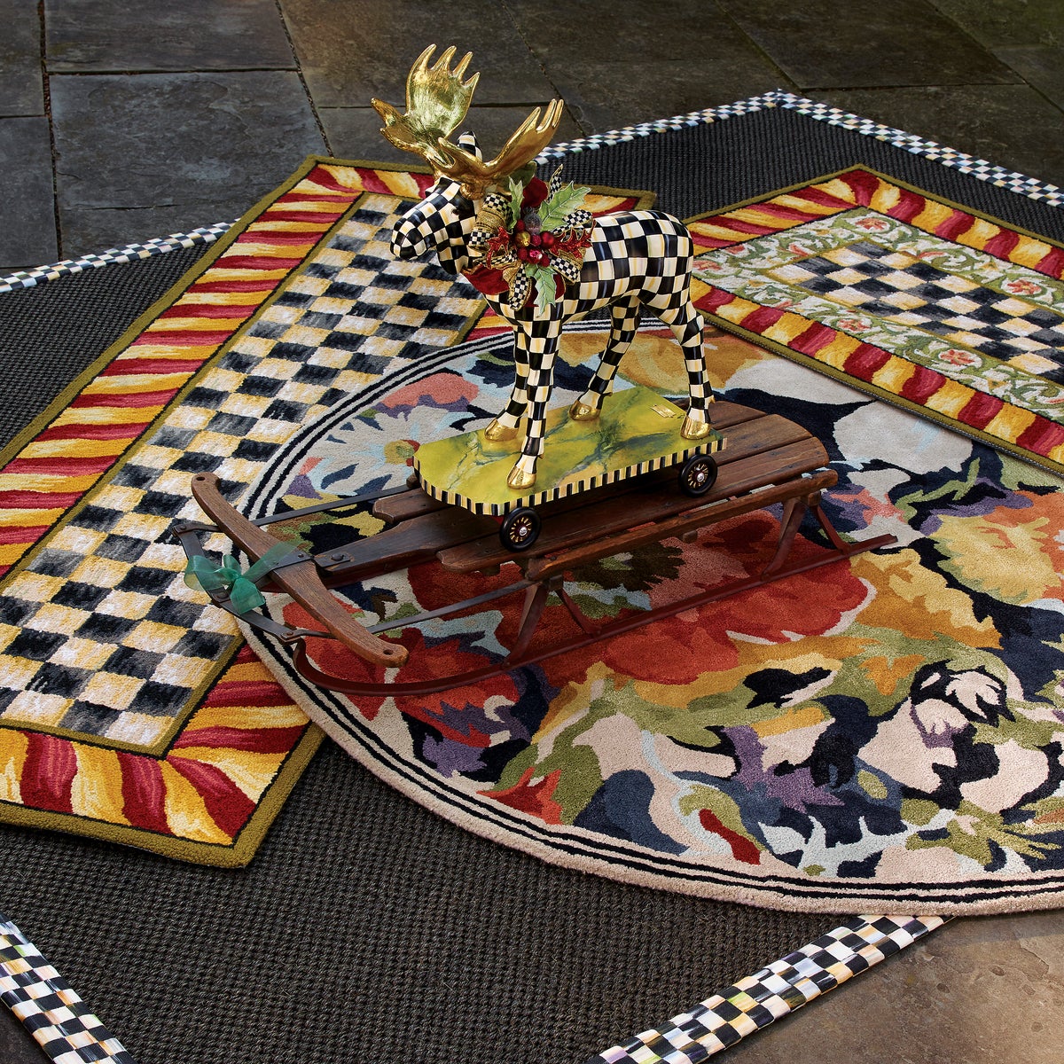 Courtly Check Red & Gold 2'6" x 8' Runner - Image 2