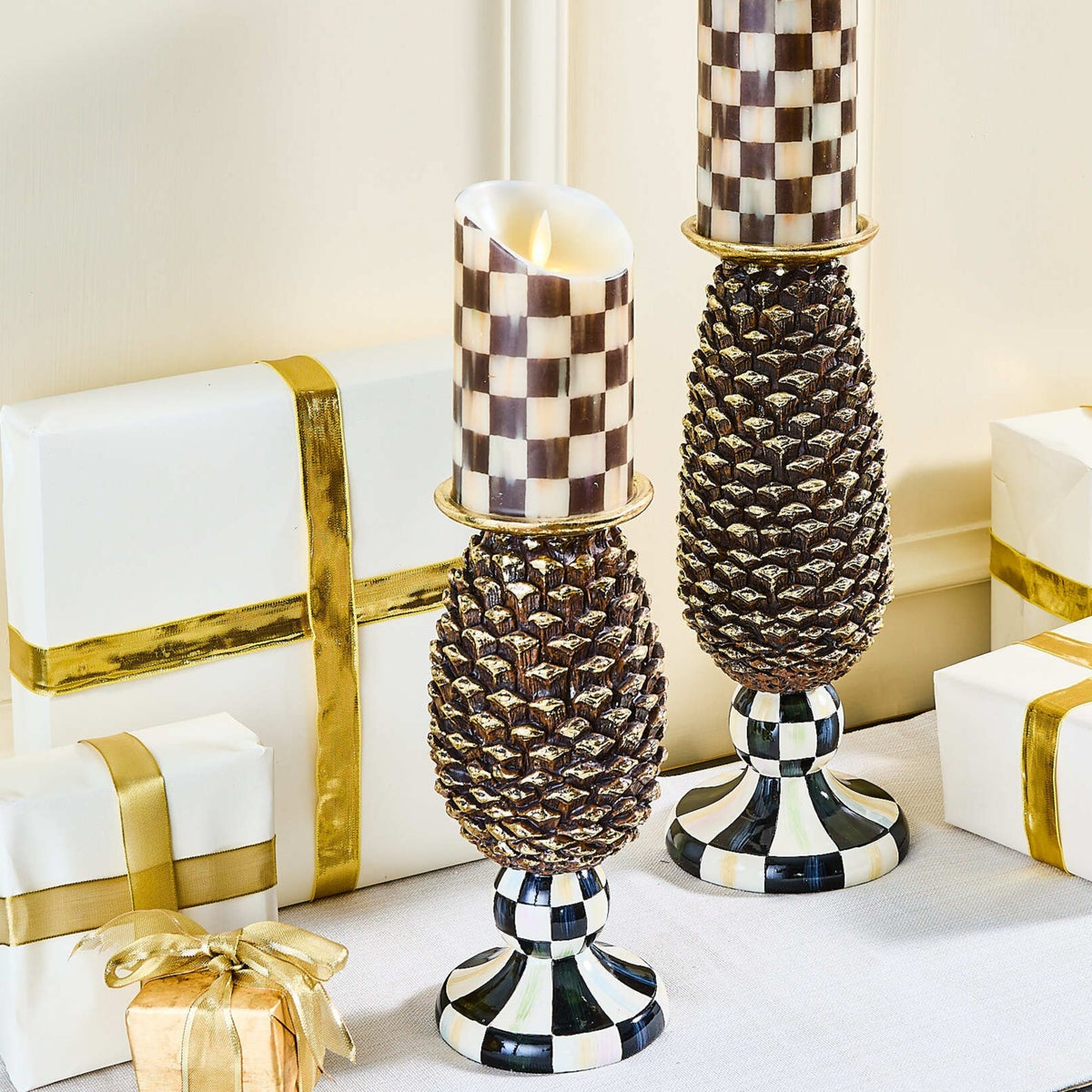 Courtly Check Flameless 5" Pillar Candle - Image 3