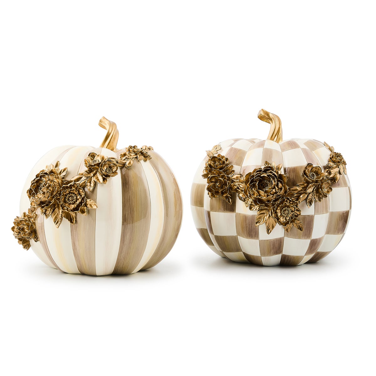 Mocha Stripe Floral Garland Pumpkin - Image 4