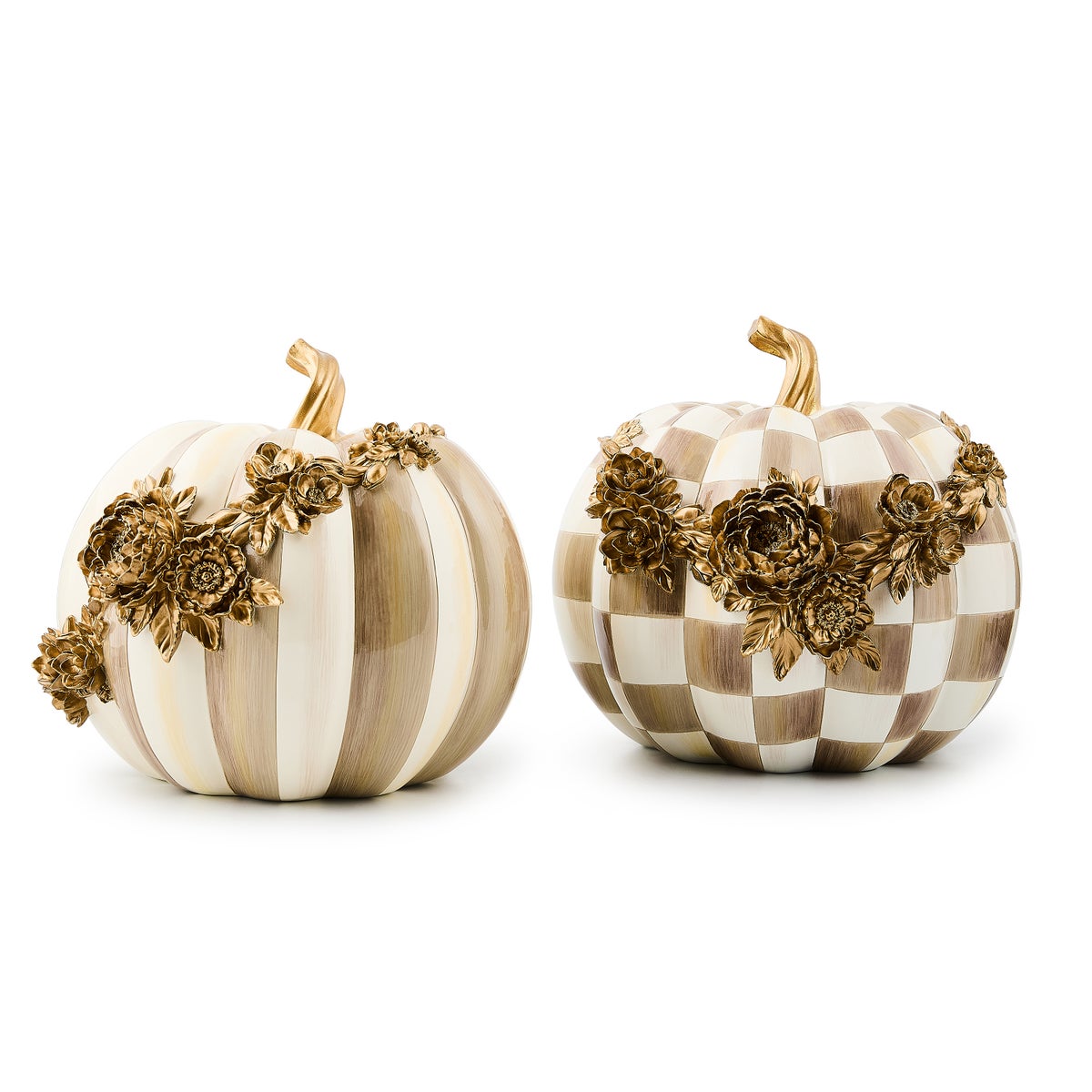 Mocha Check Floral Garland Pumpkin - Image 3
