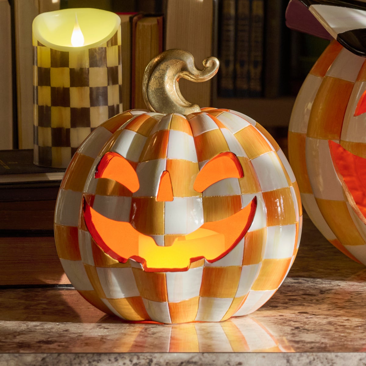 Orange Check Small Illuminated Jack O'Lantern - Image 6