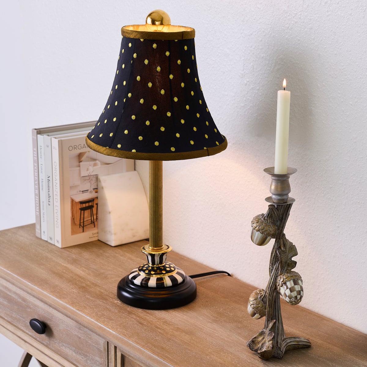Mocha Check Acorn Candle Holder - Image 2