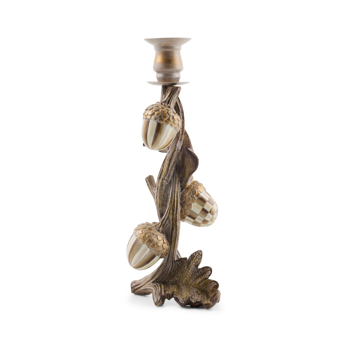 Mocha Check Acorn Candle Holder - Image 3