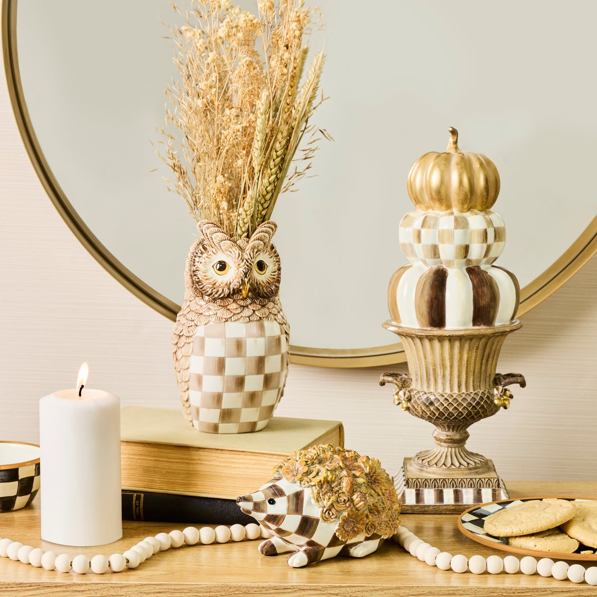 Tabletop Stacked Pumpkins in Urn - Image 2