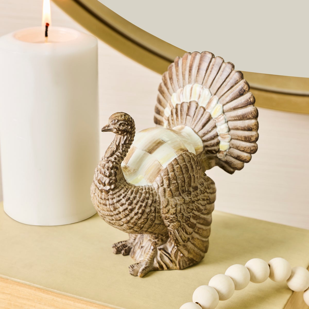 Mocha Check Mini Turkey Figurine - Image 2