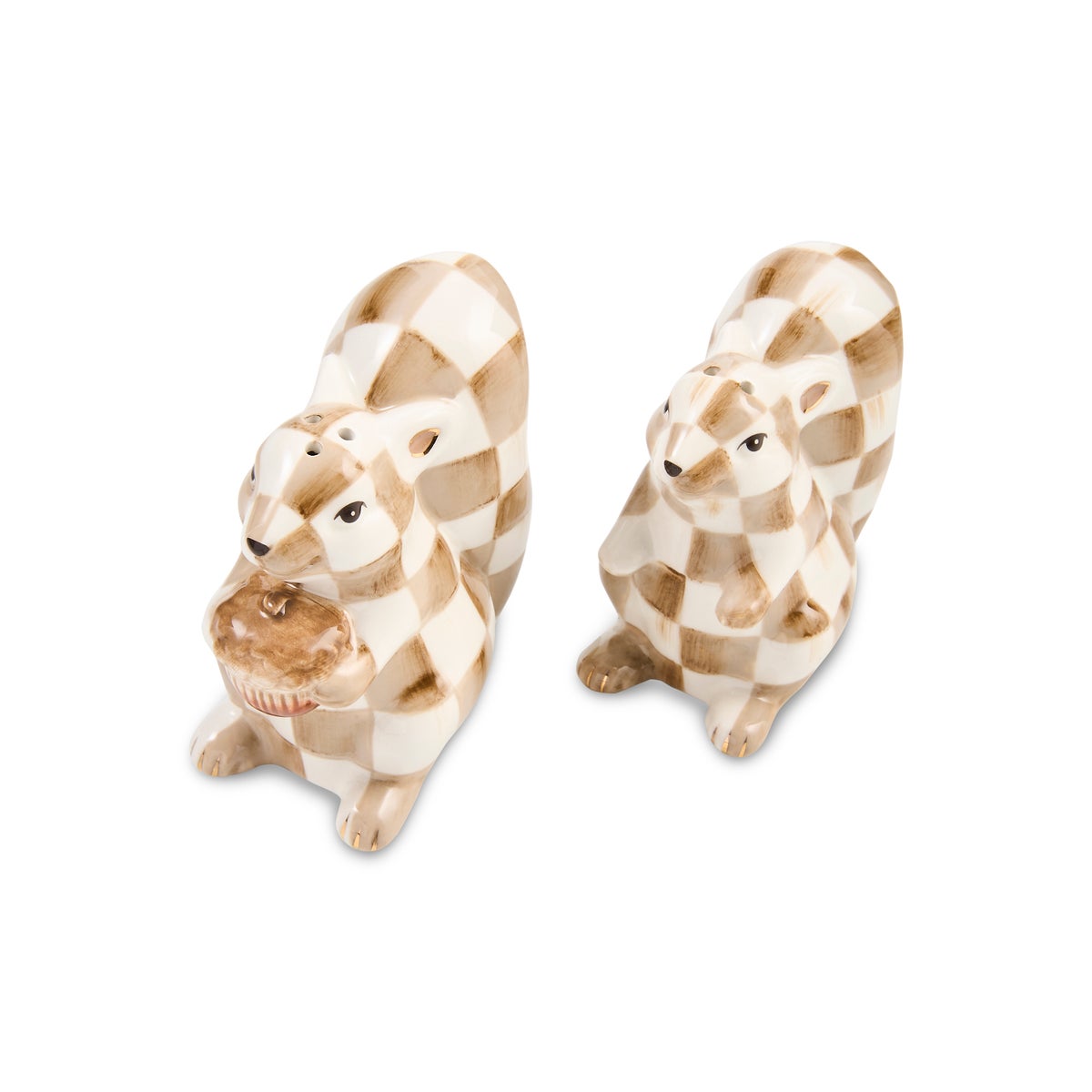 Mocha Check Squirrel Salt & Pepper Set - Image 4