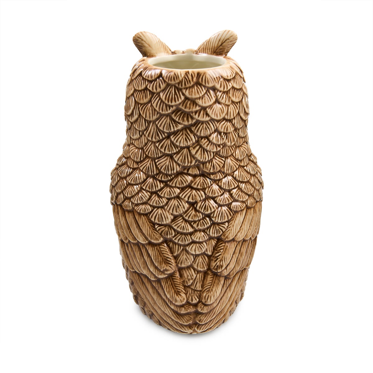 Mocha Check Ceramic Owl Vase - Image 3