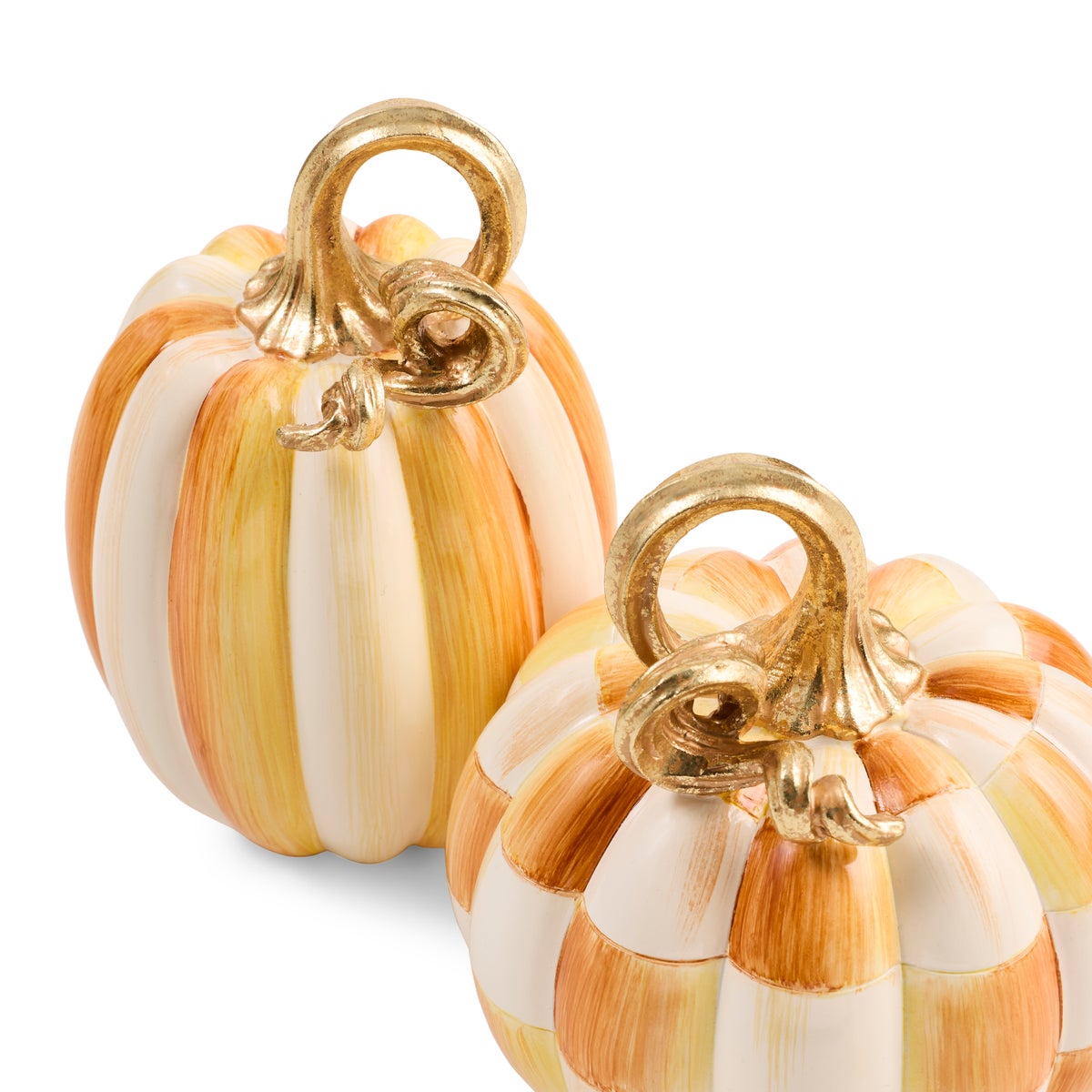 Amber Check and Stripe Petite Pumpkins, Set of 2 - Image 3