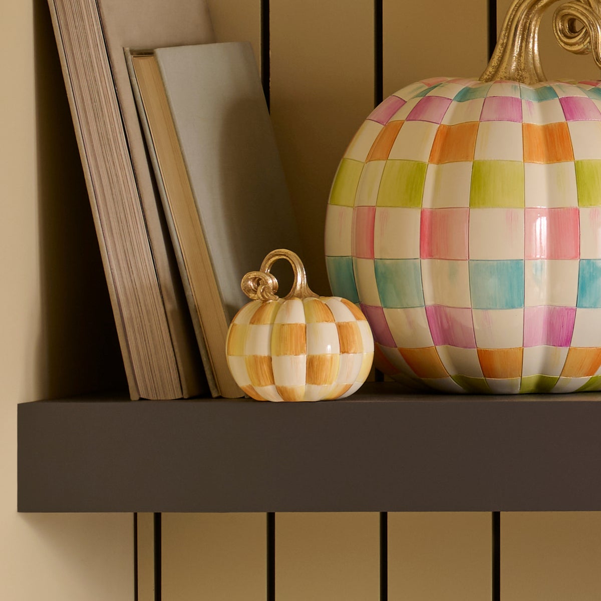 Amber Check and Stripe Petite Pumpkins, Set of 2 - Image 6