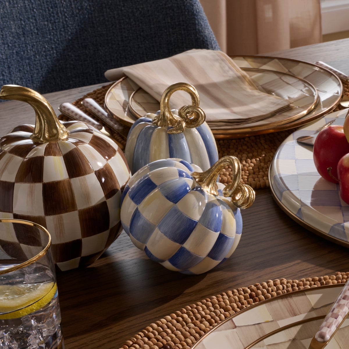 Royal Check and Stripe Petite Pumpkins, Set of 2 - Image 5