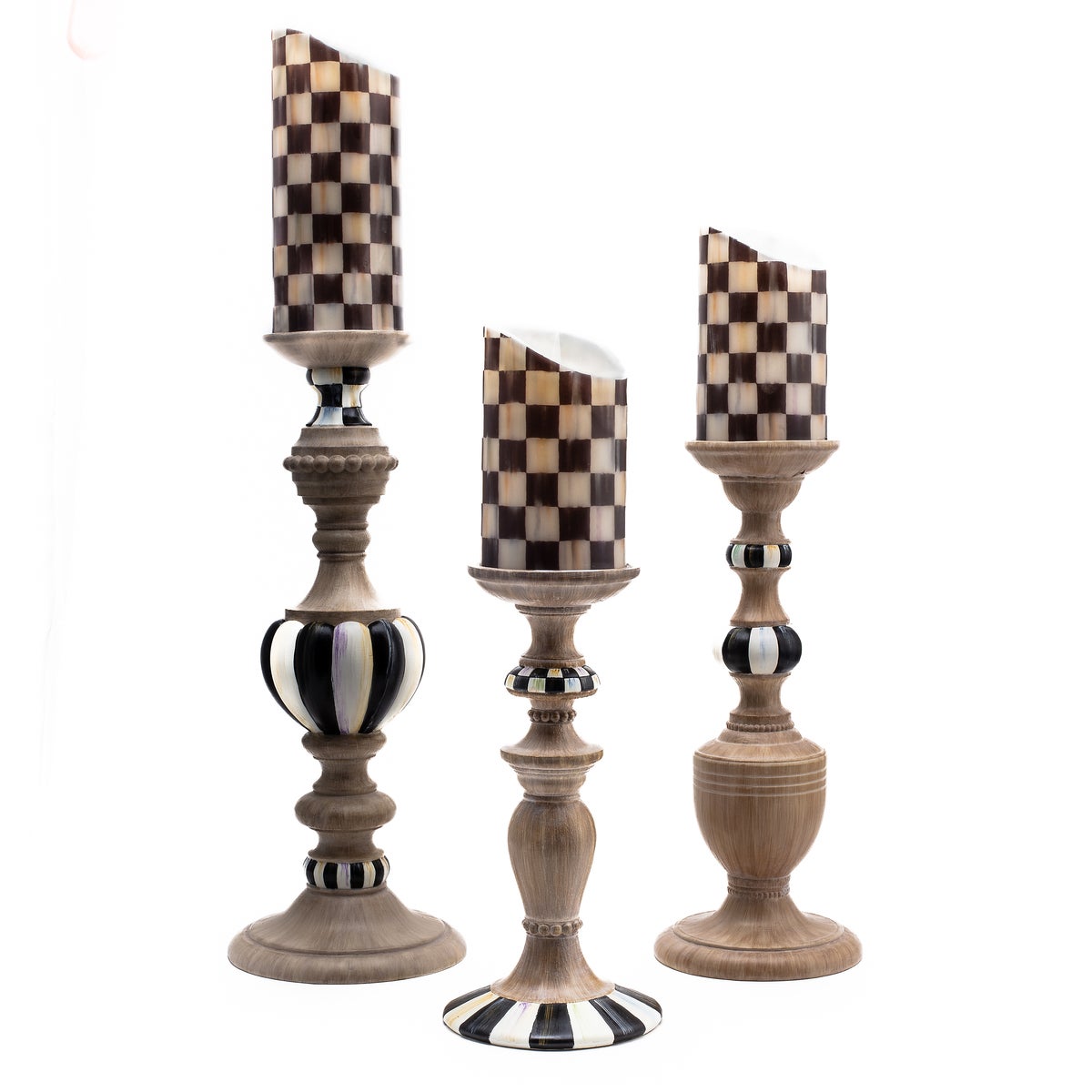 Courtly Pillar Candle Holders, Set of 3 - Image 4