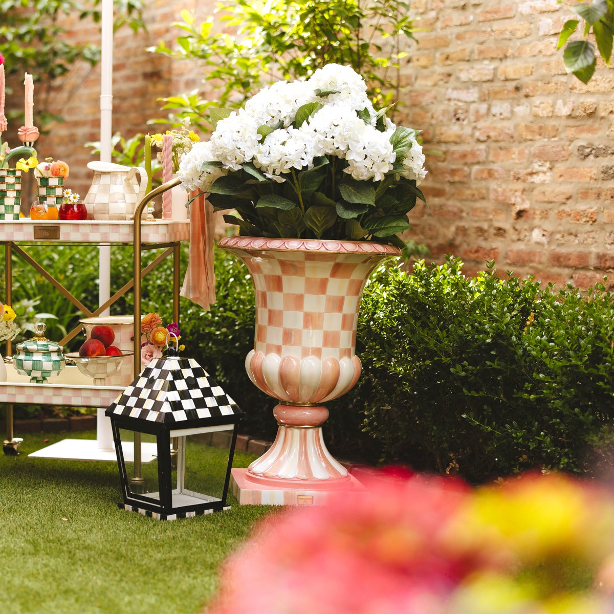 Rosy Check Pedestal Urn - Image 5