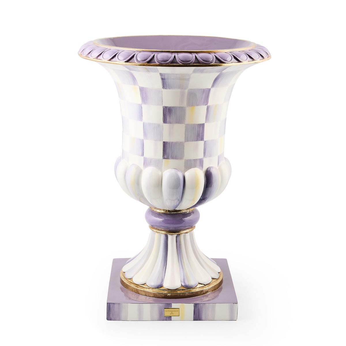 Violet Check Pedestal Urn