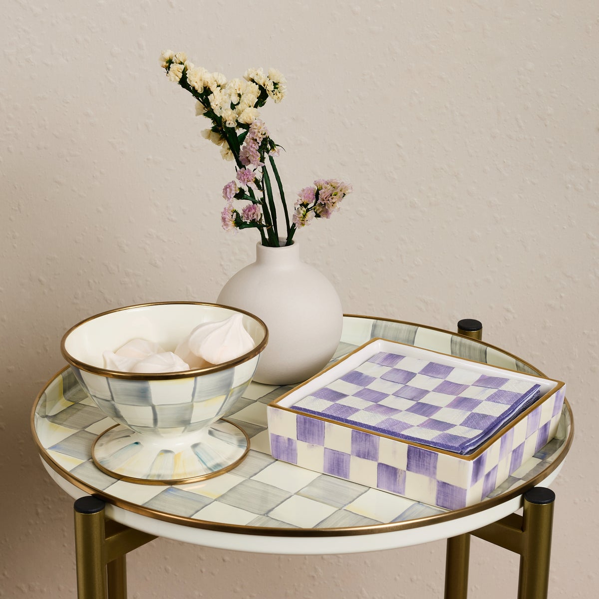 Violet Check Cocktail Napkin Holder - Image 2