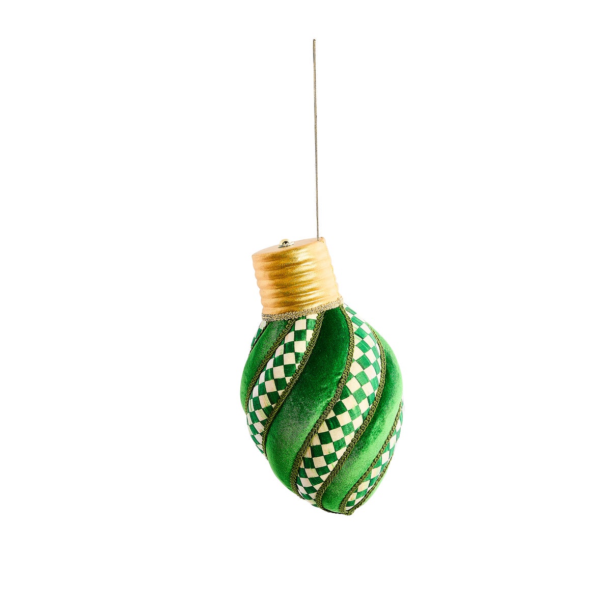 Check It Out Green Check Lightbulb Fabric Ornament