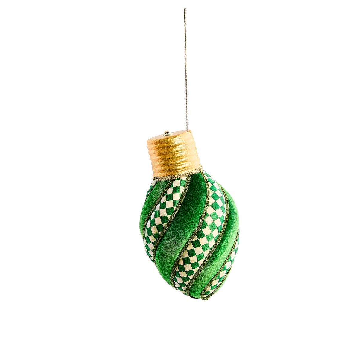 Check It Out Green Check Lightbulb Fabric Ornament - Image 2