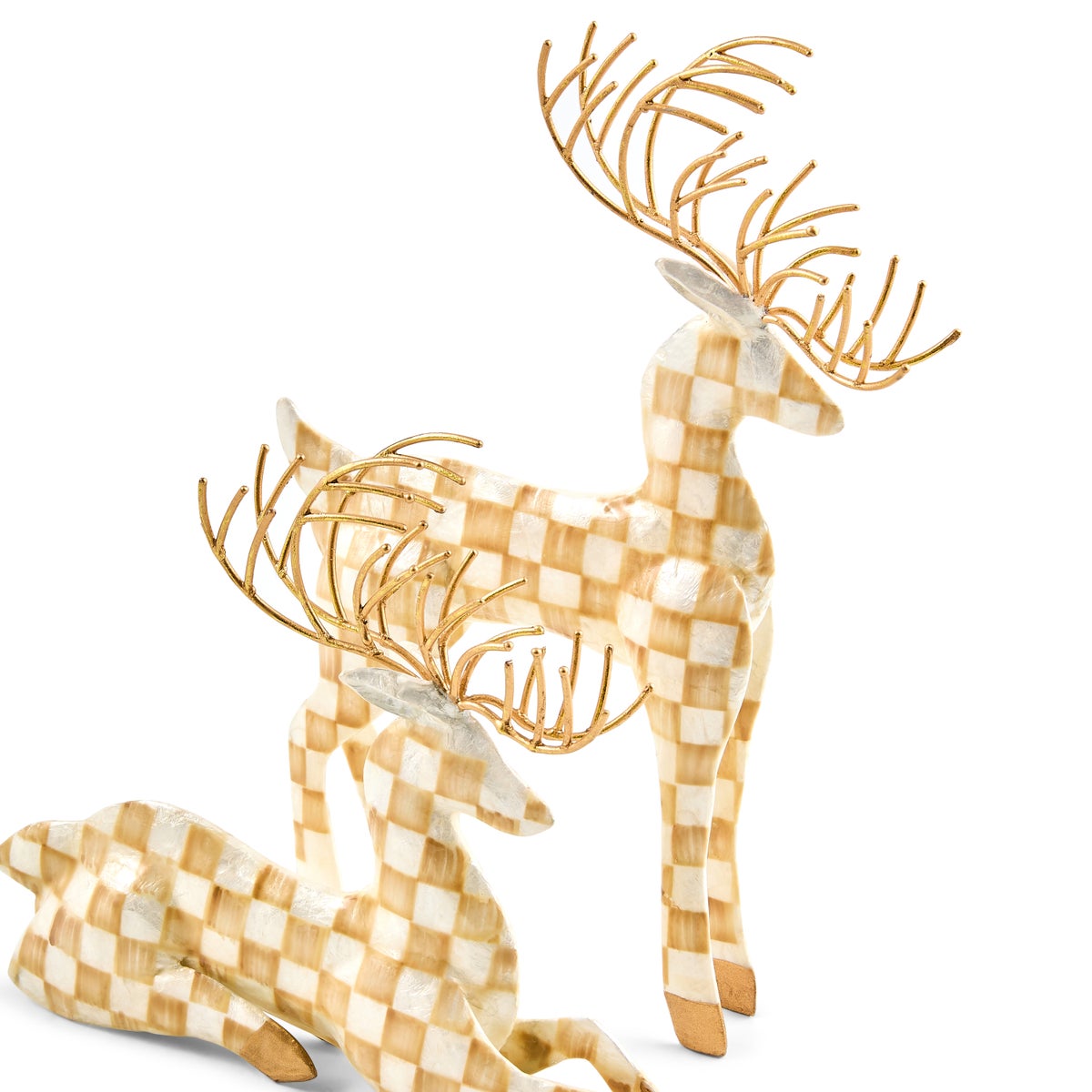 Mocha Check Capiz Deer, Set of 2 - Image 3