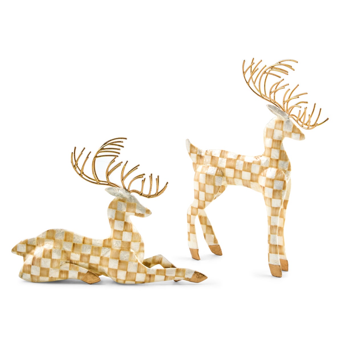 Mocha Check Capiz Deer, Set of 2 - Image 4