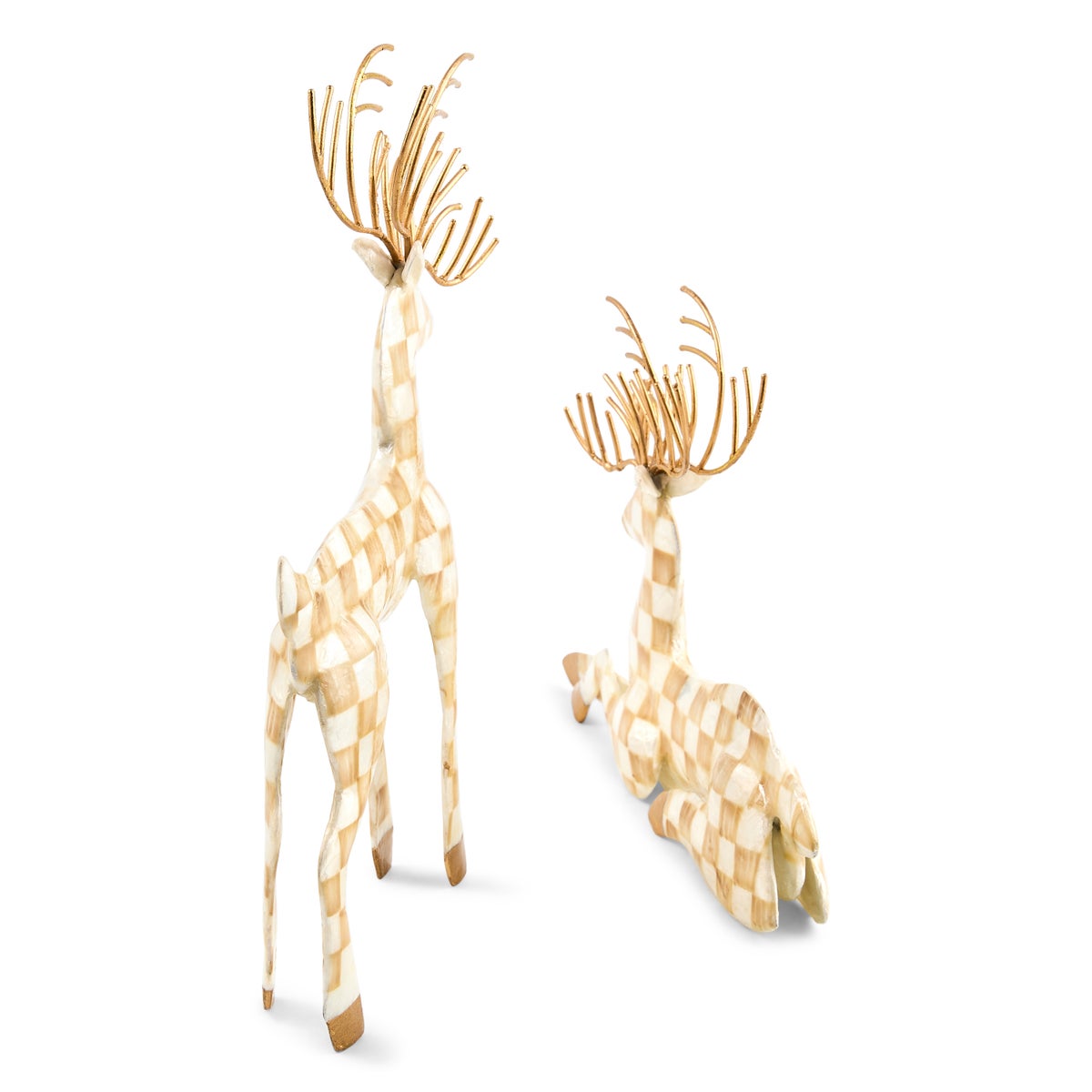 Mocha Check Capiz Deer, Set of 2 - Image 5