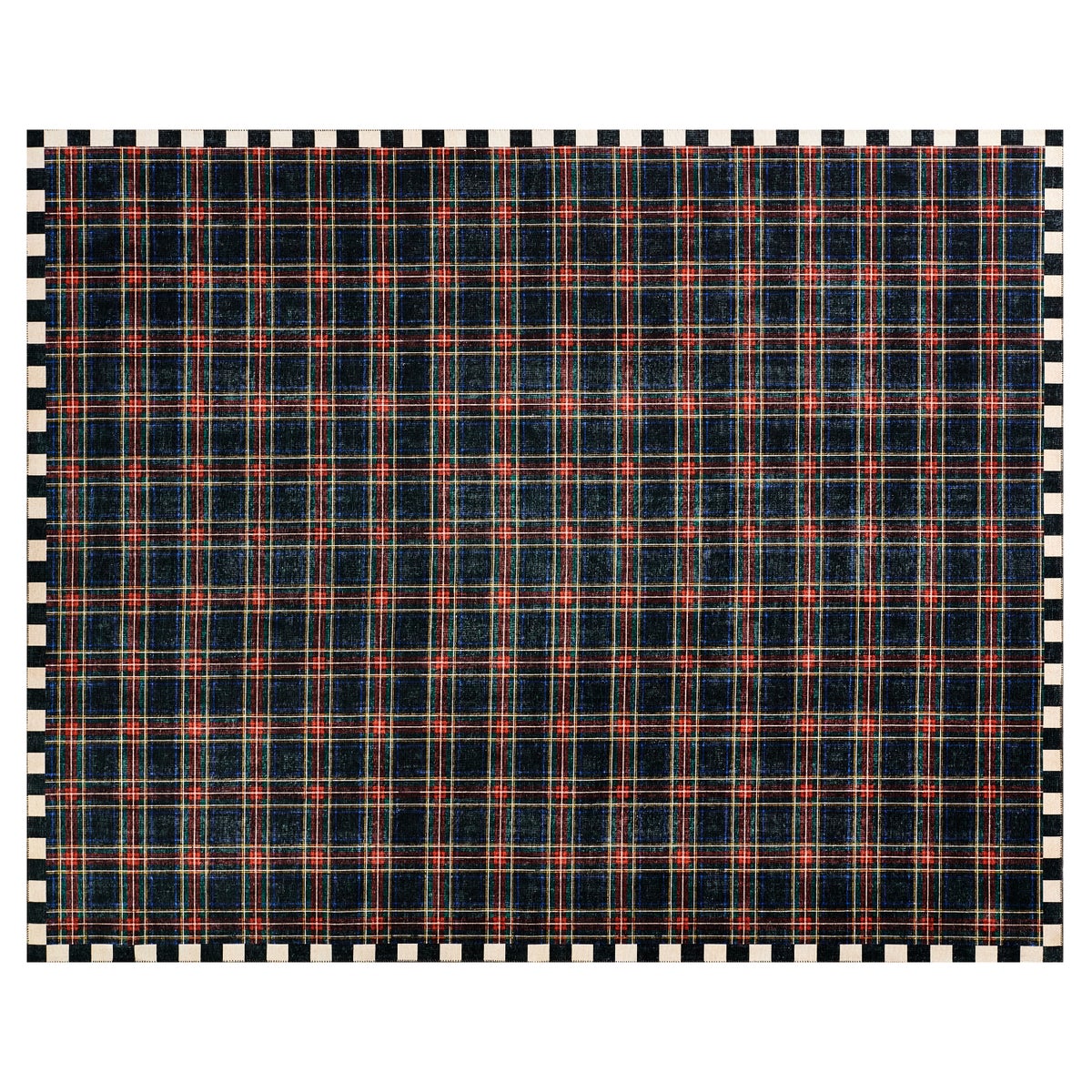 Stewart Tartan Black 8' x 10' Washable Rug