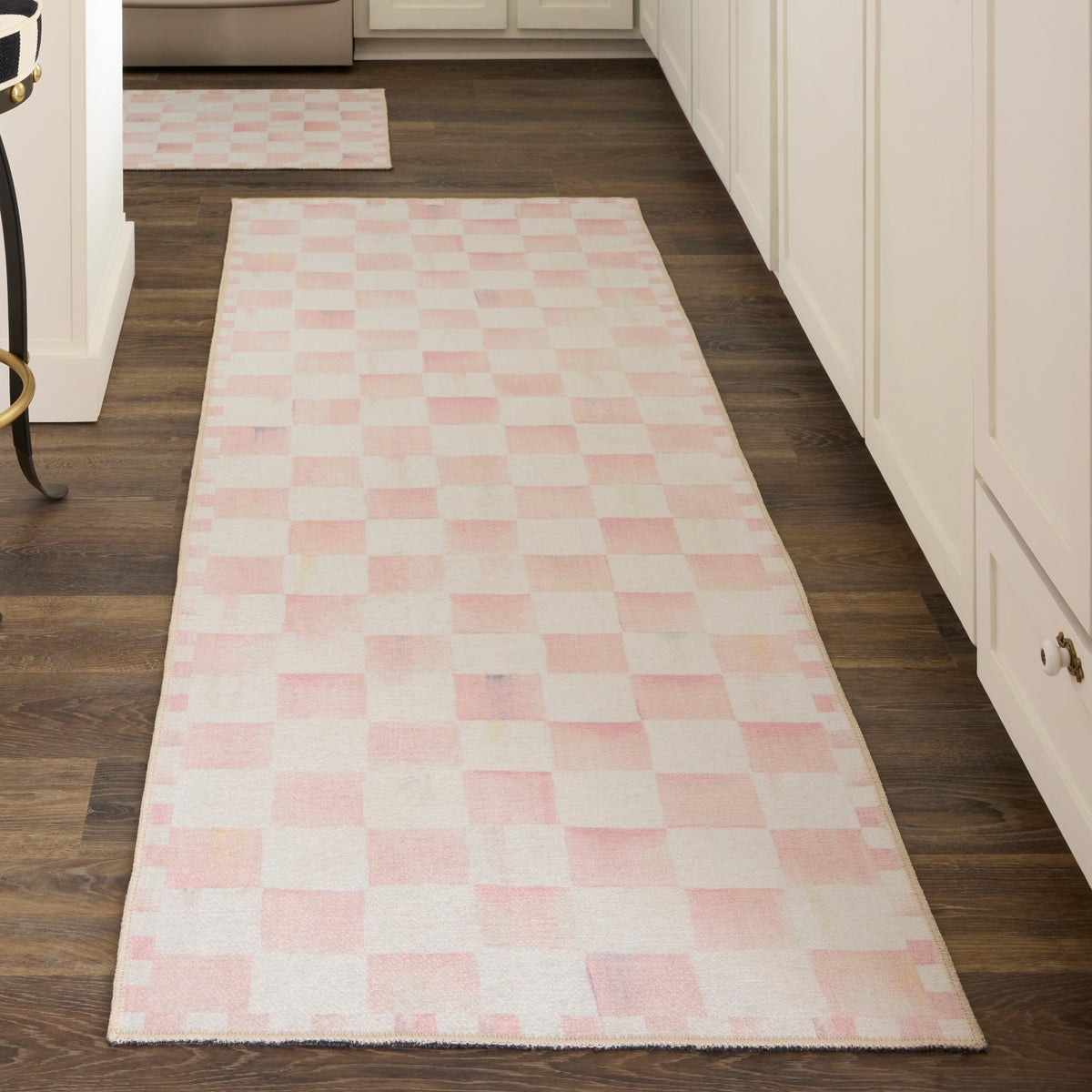 Rosy Checkered 2'6" x 8' Washable Runner - Image 2