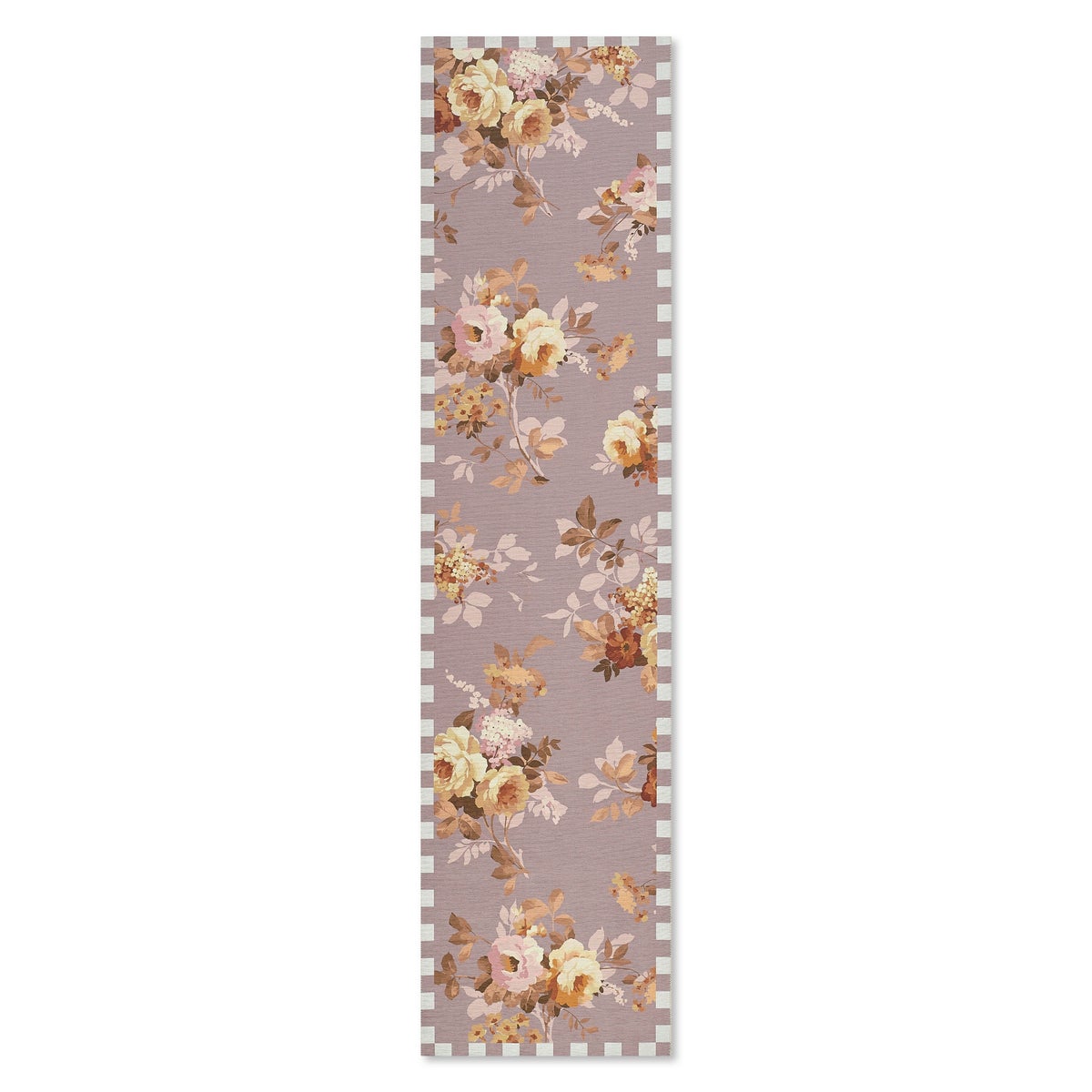 Taupe Wild Rose 2'6" x 10' Washable Runner
