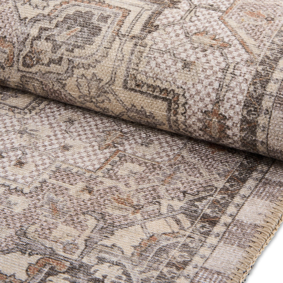 Heriz Checked Mocha 6' Octagon Washable Rug - Image 3