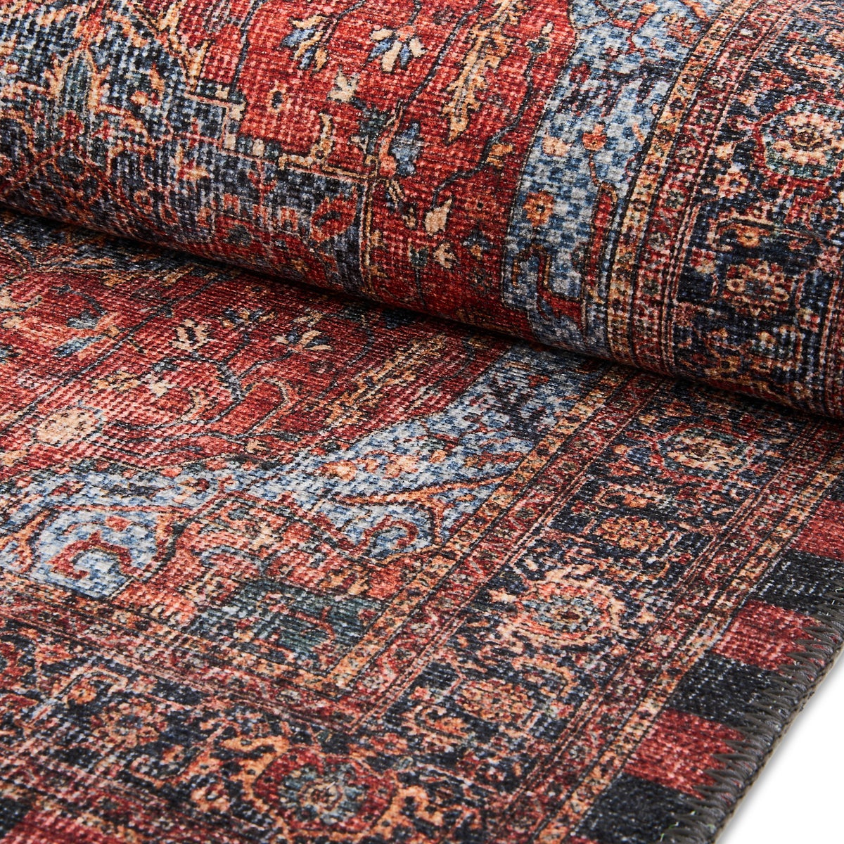 Heriz Checked Red 8' x 10' Washable Rug - Image 3