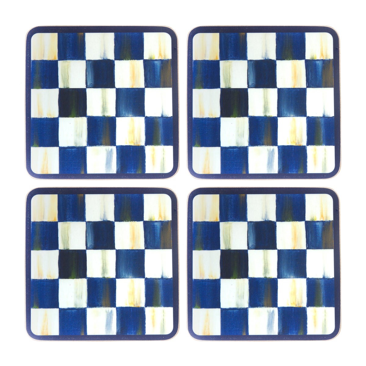 Royal Check Cork Back Coasters, Set of 4 - Image 5