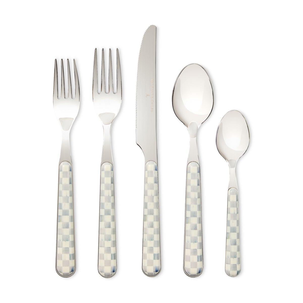 Sterling Check Bistro Flatware 5 Piece Place Setting