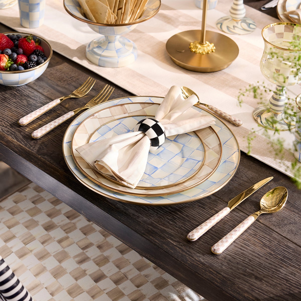 Mocha Check Bistro Flatware 5 Piece Place Setting - Image 3