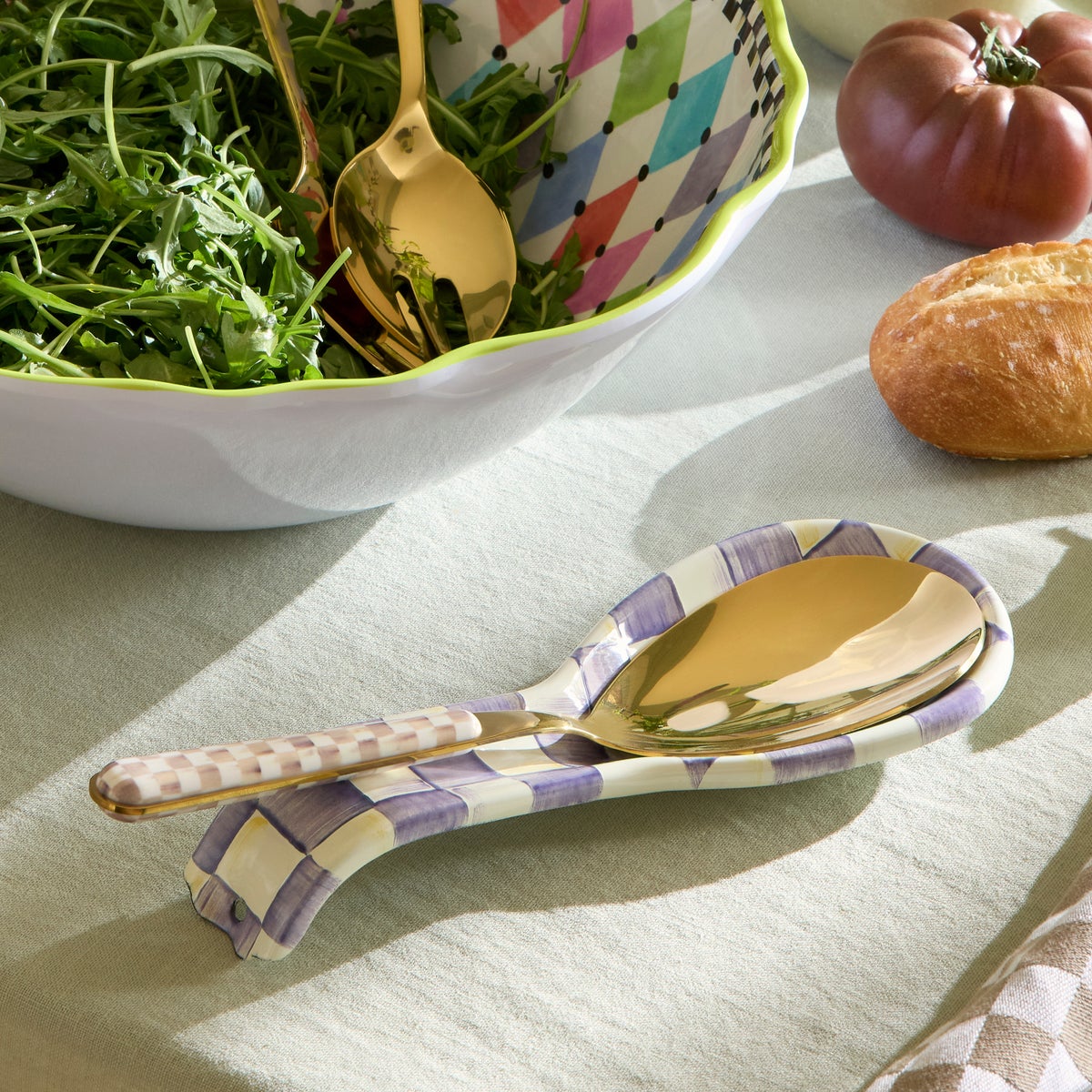 Mocha Check Bistro Serving Spoon - Image 2