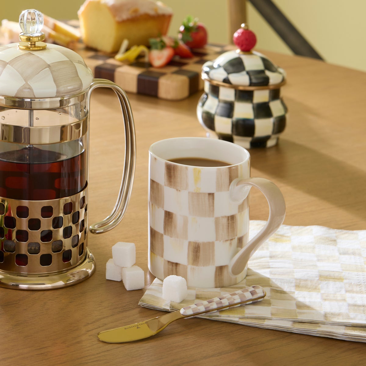 Mocha Check Bistro Spreaders, Set of 2 - Image 2
