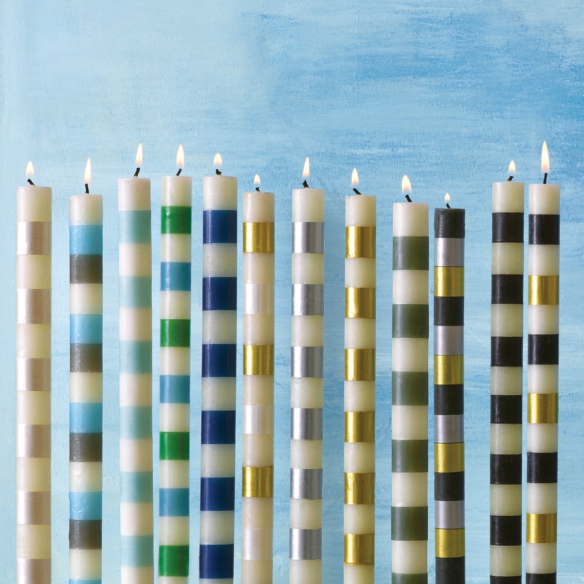 Bands Black Dinner Candles, Set of 2 - Image 2