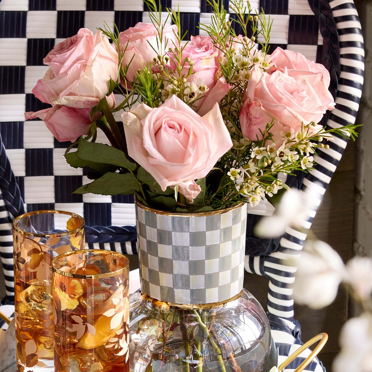 Sterling Check Glass Vase - Image 4