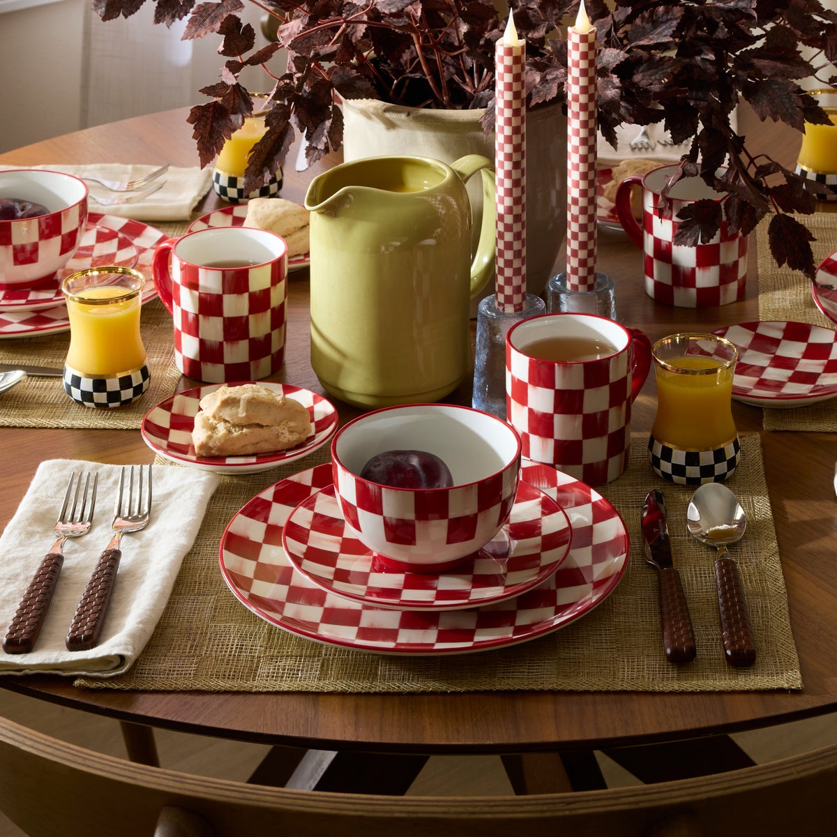 Cherry Check Dinner Plates, Set of 4 - Image 4