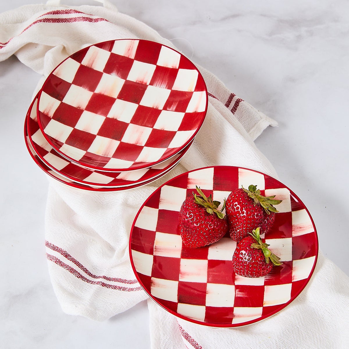 Cherry Check Appetizer Plates, Set of 4 - Image 2