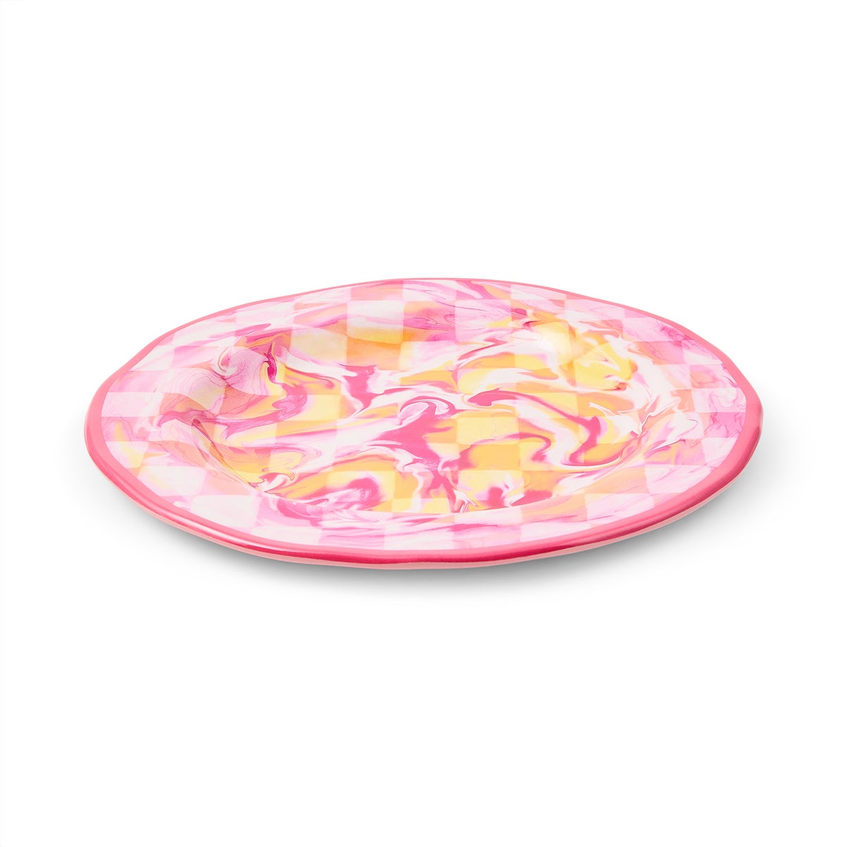 Pink Marble Check Melamine Dinner Plates, Set of 4 - Image 3